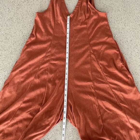 New FP Beach Alice Wide Flare Leg Jumpsuit One-piece Cinnamon Tie Shoulder XS - Picture 9 of 12